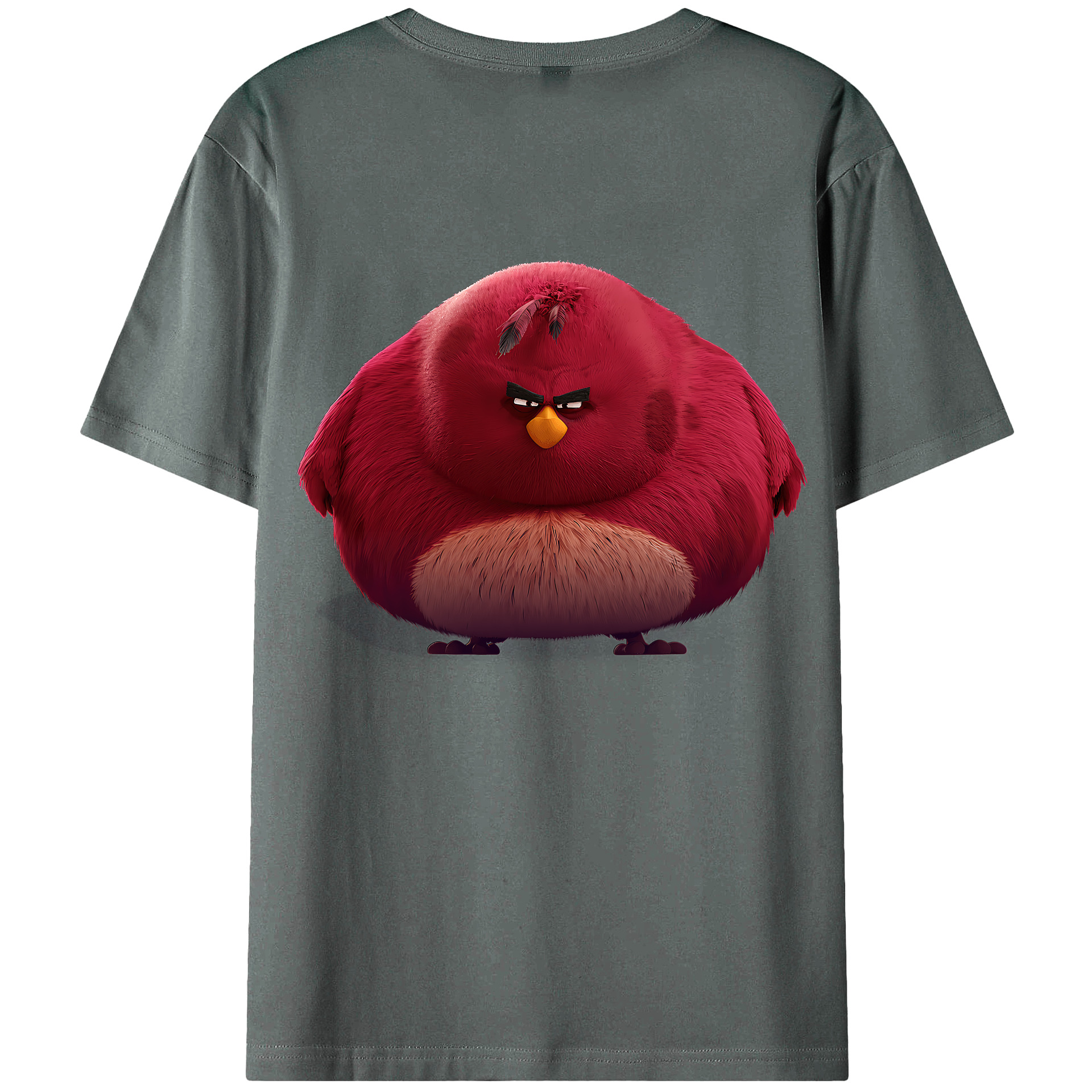 （画像用） Angry Birds アングリーバード 綿100％ メンズ半袖Tシャツ（バックプリント） 通気性